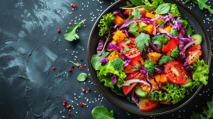 Fresh Salad Bowl With Tomatoes, Lettuce, and Vegetables