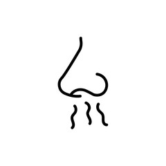 Breath smell nose line icon. Odour breath smell stroke web human sneeze air icon symbol illustration concept.