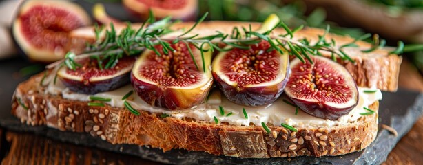 Fototapeta na wymiar Bread With Figs and Cheese