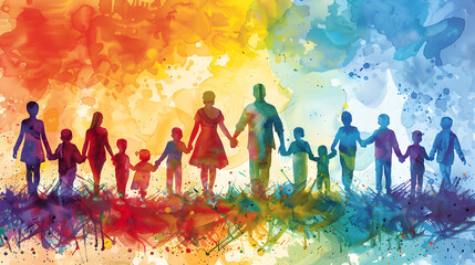 A banner for World Autism Awareness Day, showing a family embracing and celebrating differences and inclusion.