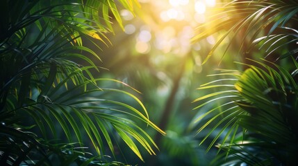 Fototapeta na wymiar Sunlight Shining Through the Leaves of a Palm Tree