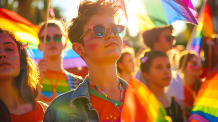 Teenagers at LGBTQ+ Rights Demonstration
