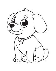 Obraz premium Cute dog sitting and looking up with big eyes and collar