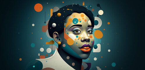 Abstract woman illustration. Modern pop art graphic design. Colorful urban artwork style. Street art.