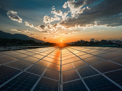 Paneles de energía solar, energía sustentable cuidado del medioambiente