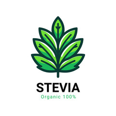 Stevia rebaudiana logo icon. Stevia leaf vector logo badge label plant natural extract. Herbal organic icon.