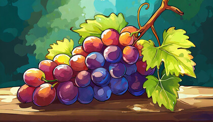 bunch of grapes isolated bright colors on background made with