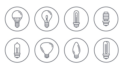 Light bulb line icon lamp. Led lightbulb energy electric economy light icon