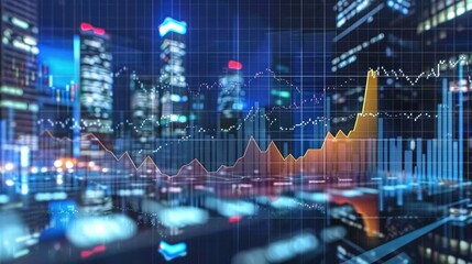 Stock exchange market graph analysis background - obrazy, fototapety, plakaty