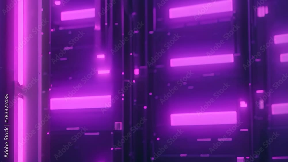 Poster a row of high-performance servers lined up neatly in a modern data center, processing and storing ma