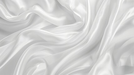 Abstract White Satin Silky Cloth for background, Fabric Textile Drape with Crease Wavy Folds.with soft waves,waving in the wind. - obrazy, fototapety, plakaty