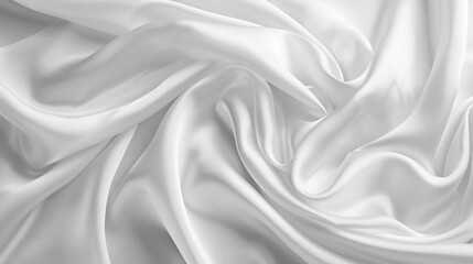 Abstract White Satin Silky Cloth for background, Fabric Textile Drape with Crease Wavy Folds.with soft waves,waving in the wind. - obrazy, fototapety, plakaty