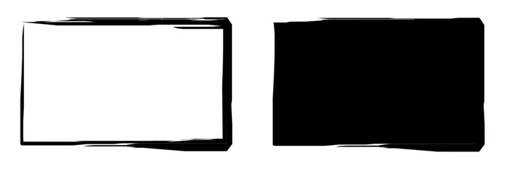 Set hand drawn rectangle, felt-tip pen objects. Text box and frames.	