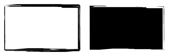 Set hand drawn rectangle, felt-tip pen objects. Text box and frames.	