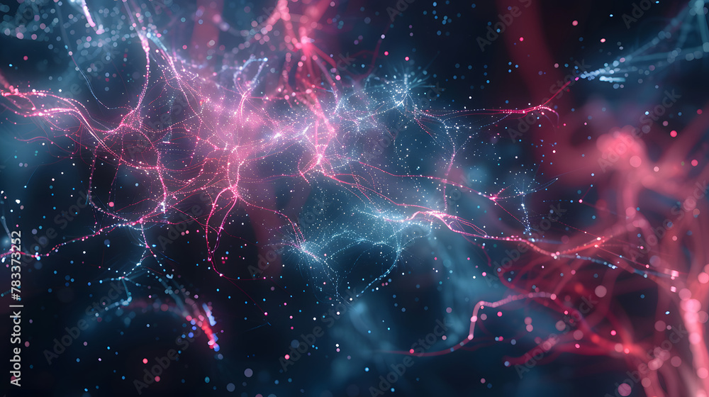 Poster a holographic interface showing a complex network, symbolizing strategic alliances and networking, b