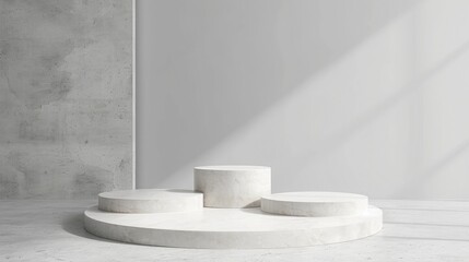 Blank product three podium. Minimal scene mockup with 3 stone, product podium with copy space,...