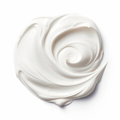 Stroke white moisturizing cosmetic cream, lotion on white background. Skin care product with a creamy texture.