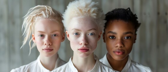 Embracing Diverse Beauty: Celebrating Albinism Awareness Day. Concept Albinism Awareness, Diverse Beauty, Acceptance, Inclusion, Empowerment - obrazy, fototapety, plakaty