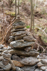 stone installation harmony and balance of balance in the forest 
