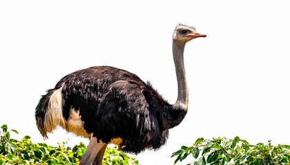 ostrich in natural pose isolated on white background photo realistic