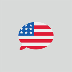 USA flag language speech bubble talk vector