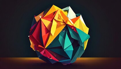 the colored paper is folded into a ball character design concept art characters book illustration video game characters serious digital painting cg artwork background generative ai