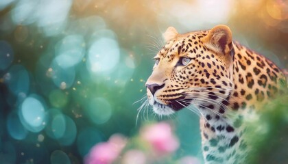 leopard animal abstract wallpaper soft background panthera in pastel colors generative ai - obrazy, fototapety, plakaty
