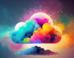 Conceptual Image bright colors of Cloud Computing