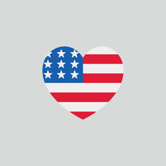 USA Flag Heart Love icon