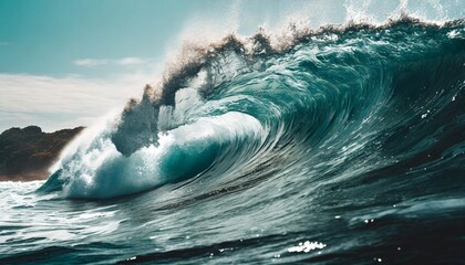 giant ocean wave on transparent background isolated png generated with ai