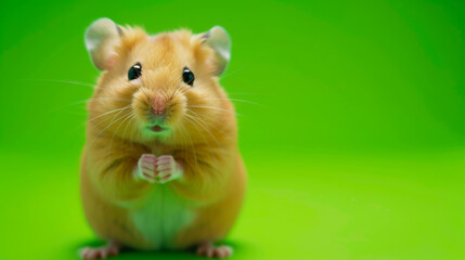Close View of a Cute Hamster on Green
