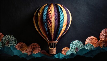 hot air balloon made of colorful cut out paper craft generative ai illustration - Powered by Adobe