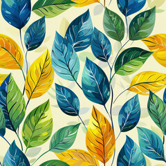 Vibrant Green Leaves Seamless Pattern for Eco-Friendly Backgrounds and Nature-Themed Designs
