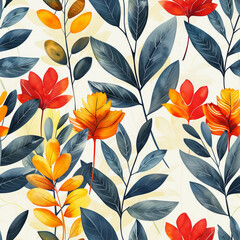 Fototapeta premium Vibrant Green Leaves Seamless Pattern for Eco-Friendly Backgrounds and Nature-Themed Designs