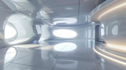 futuristic virtual reality 360 studio with shiny reflective surfaces hdri panoramic environment for vr content creation 3d rendering