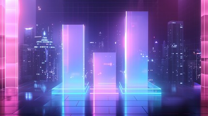 a futuristic city with neon lights and skyscrapers in the background