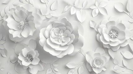 white paper flowers decorative background