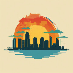 San Diego Vector Skyline Illustration Poster Design Artwork - obrazy, fototapety, plakaty