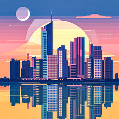 Manila flat vector gradient skyline illustration - obrazy, fototapety, plakaty