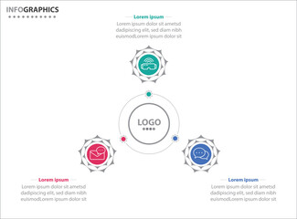 Circle infographic template with 3 options for presentations. Vector infographic design template. diagram, number options. Data visualization. Business concept with 3 steps, seven process.