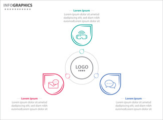 Circle infographic template with 3 options for presentations. Vector infographic design template. diagram, number options. Data visualization. Business concept with 3 steps, three process.