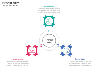 Circle infographic template with 3 options for presentations. Vector infographic design template. diagram, number options. Data visualization. Business concept with 3 steps, three process.