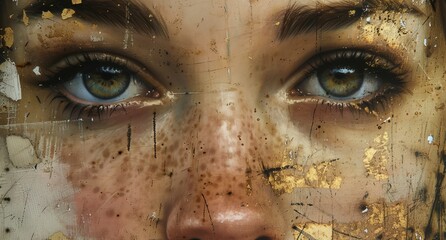 a painting of a woman with freckles on her face