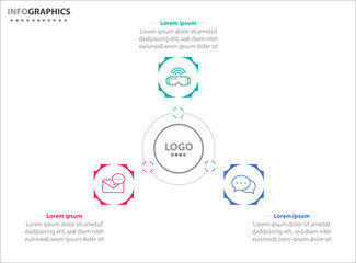 Circle infographic template with 3 options for presentations. Vector infographic design template. diagram, number options. Data visualization. Business concept with 3 steps, three process.