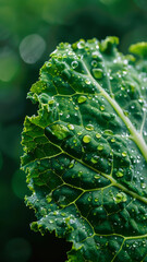 Fresh Kale Leaf on Vibrant Green Background