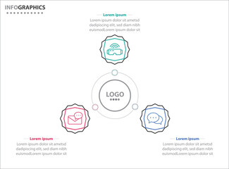 Fototapeta premium Circle infographic template with 3 options for presentations. Vector infographic design template. diagram, number options. Data visualization. Business concept with 3 steps, three process.