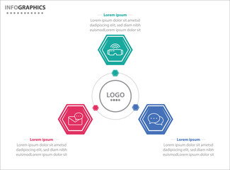 Circle infographic template with 3 options for presentations. Vector infographic design template. diagram, number options. Data visualization. Business concept with 3 steps, three process.