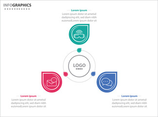 Circle infographic template with 3 options for presentations. Vector infographic design template. diagram, number options. Data visualization. Business concept with 3 steps, three process.
