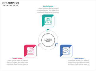 Circle infographic template with 3 options for presentations. Vector infographic design template. diagram, number options. Data visualization. Business concept with 3 steps, three process.