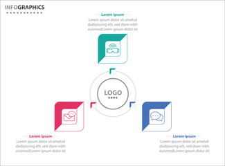 Circle infographic template with 3 options for presentations. Vector infographic design template. diagram, number options. Data visualization. Business concept with 3 steps, three process.